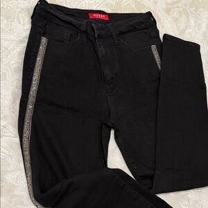 Guess Black Skinny Jeans with Silver Detailing